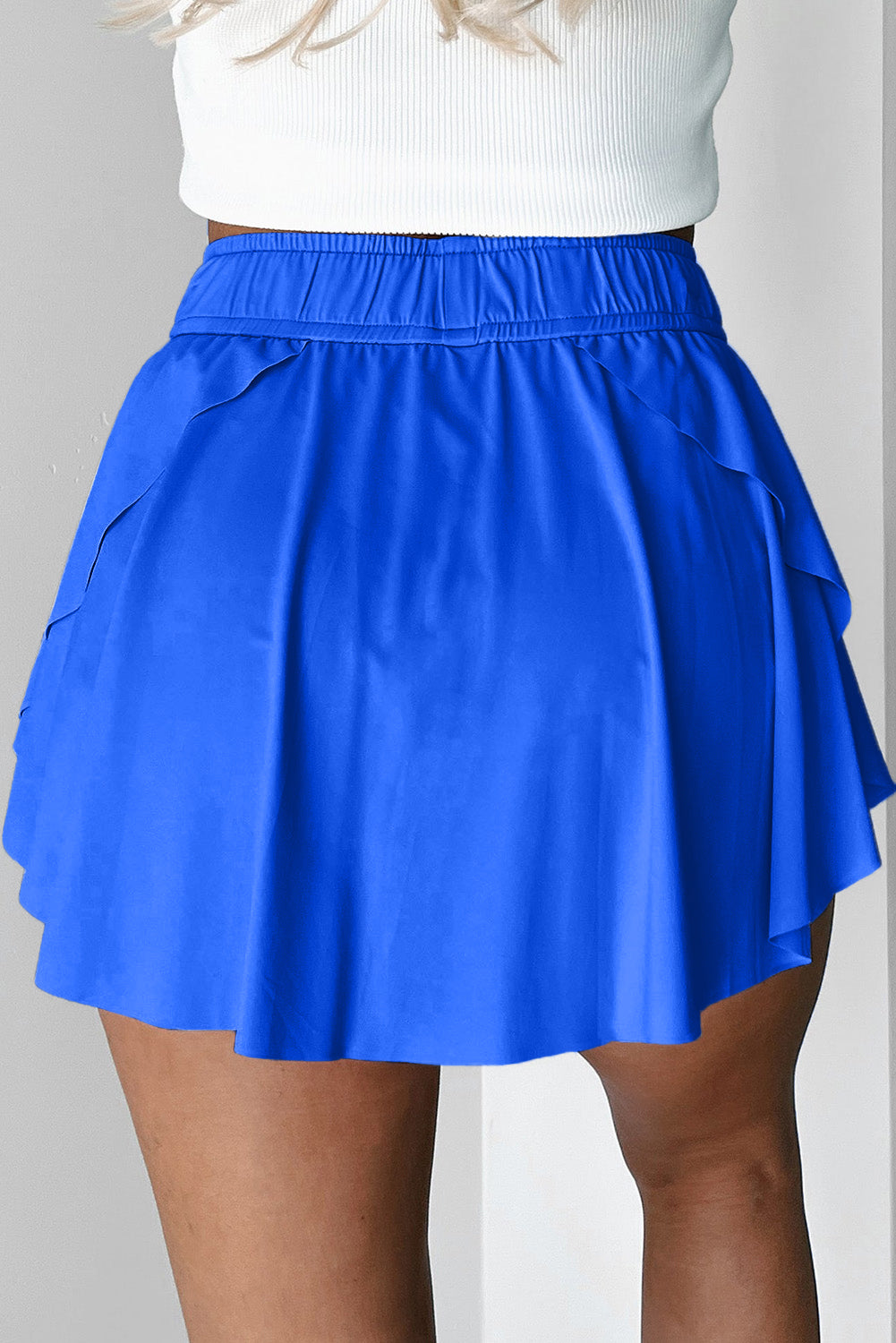 Drawstring Elastic Waistband Lined Tennis Skort