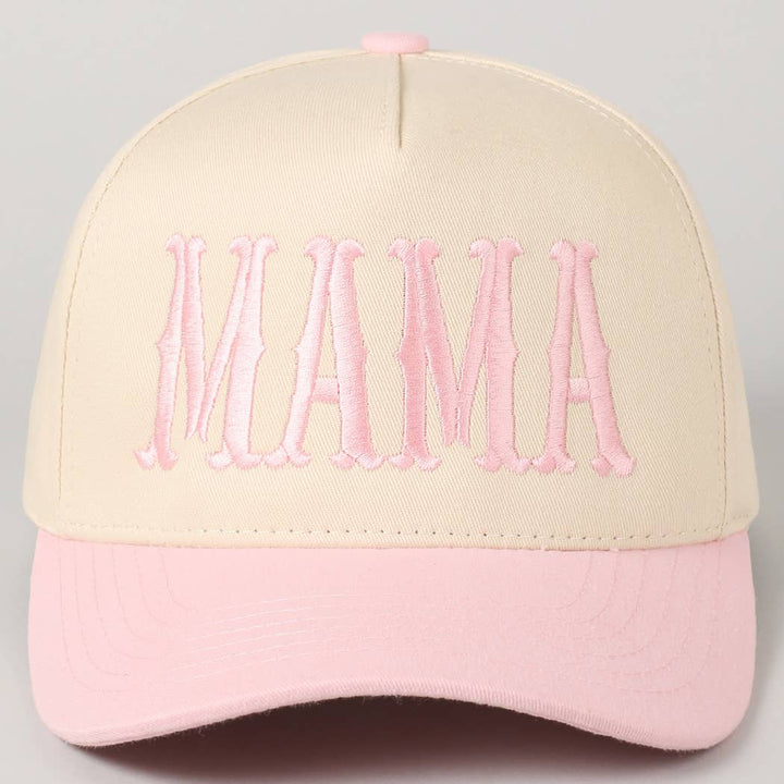 MAMA Typographic Design Embroidery Baseball Cap: Light Pink / ONE SIZE