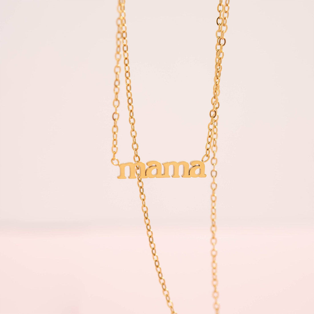 18K Gold PVD Stainless Steel Mama Charm Necklace: Gold