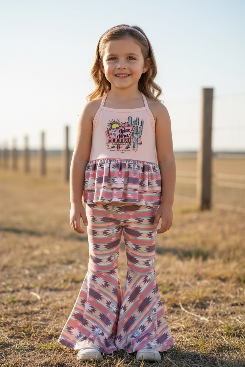 Rodeo Aztec Printed Halter Tunic and Aztec Bell Bottoms