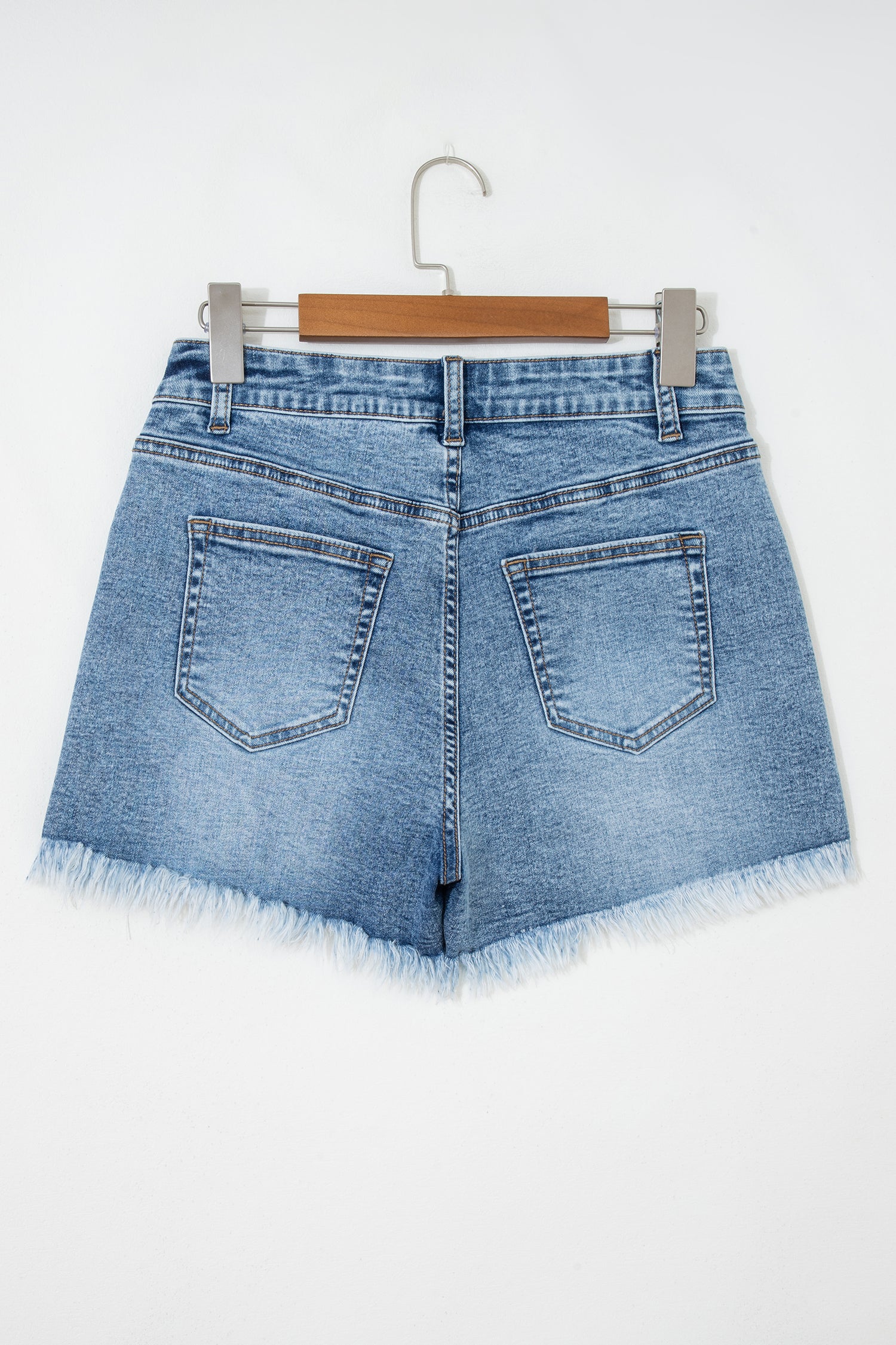 Dusk Blue Western Embroidery Stud Denim Shorts