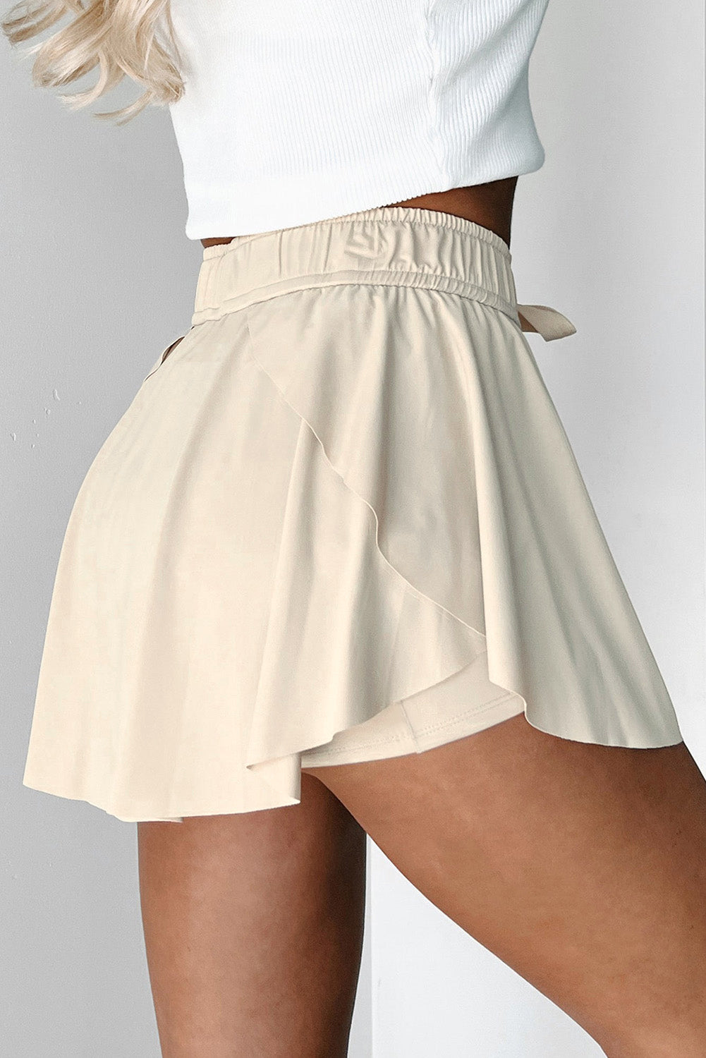 Drawstring Elastic Waistband Lined Tennis Skort