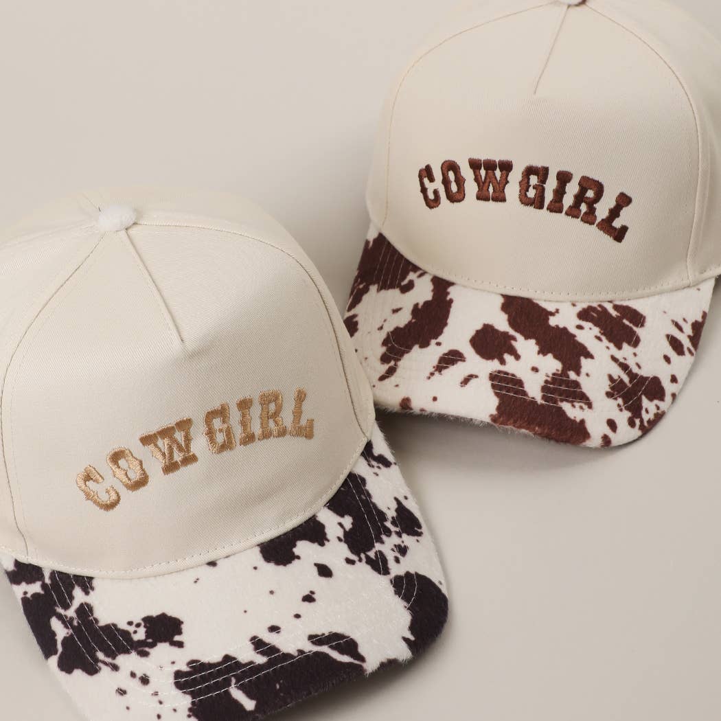 COW GIRL Embroidered Animal Print Trucker Hat