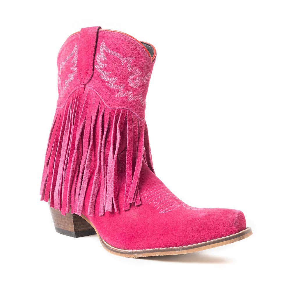 Myra Bag Real Suede Leather Rodeo Ride Booties In Pink