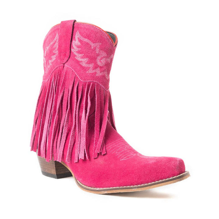 Myra Bag Real Suede Leather Rodeo Ride Booties In Pink