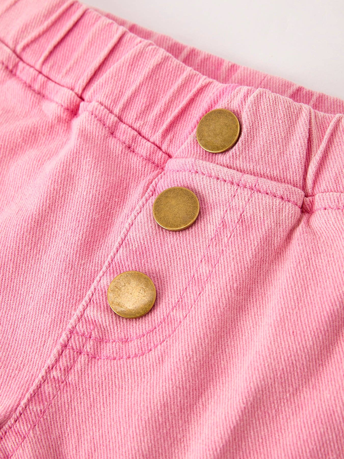 Pink Bell Bottom Jeans With Cargo Pockets And Frayed Hem Detail