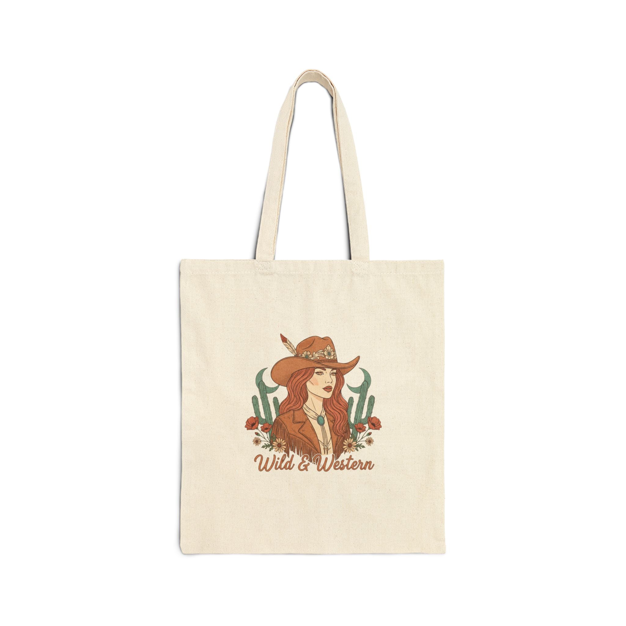 Western-Inspired Cotton Canvas Tote Bag