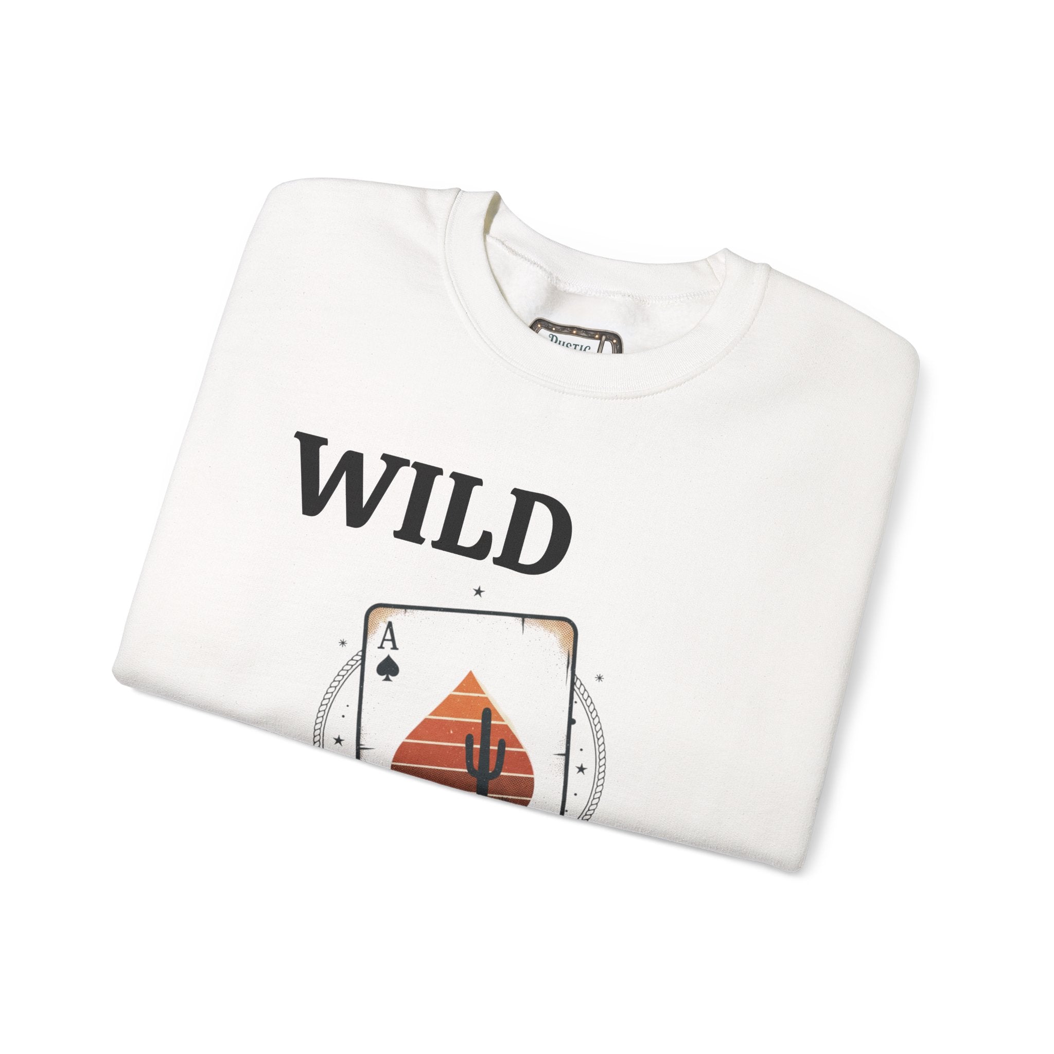 Ace of Spades Crewneck Sweatshirt — Retro Sunset Playing Card Design