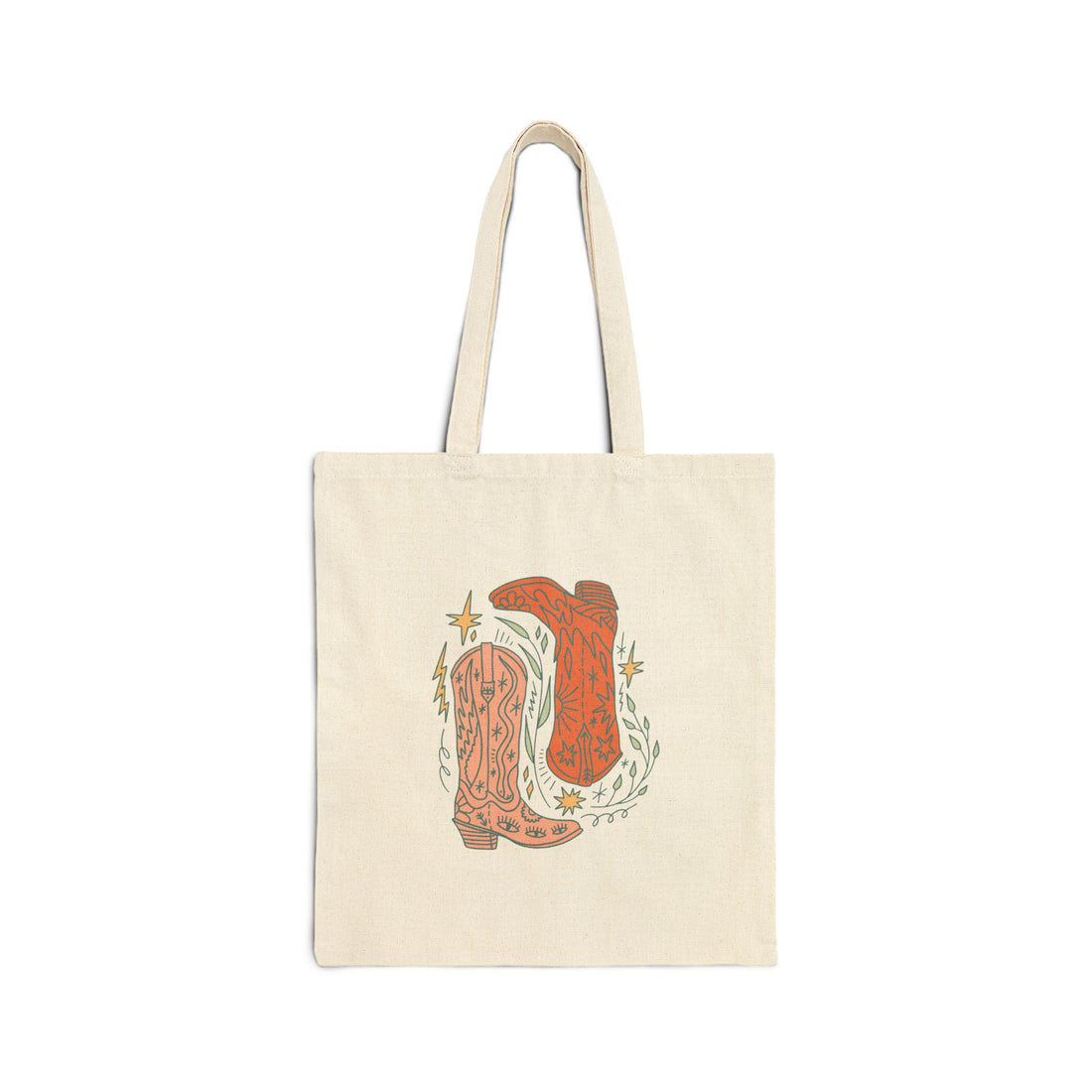 Cowgirl Boots Canvas Tote Bag — Western Vintage Cowboy Boot Graphic