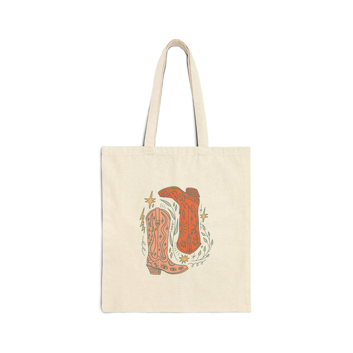 Cowgirl Boots Canvas Tote Bag — Western Vintage Cowboy Boot Graphic