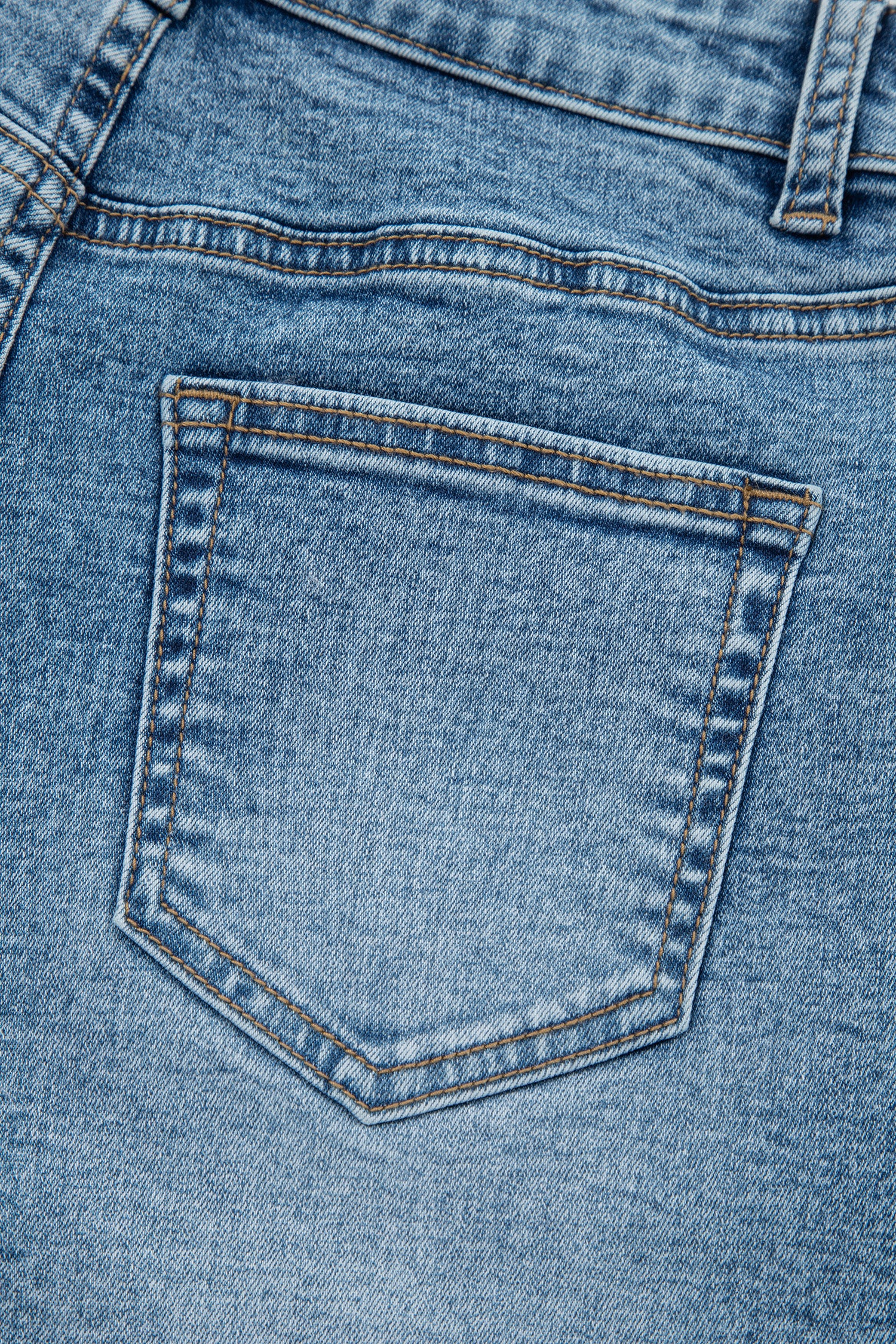 Dusk Blue Western Embroidery Stud Denim Shorts