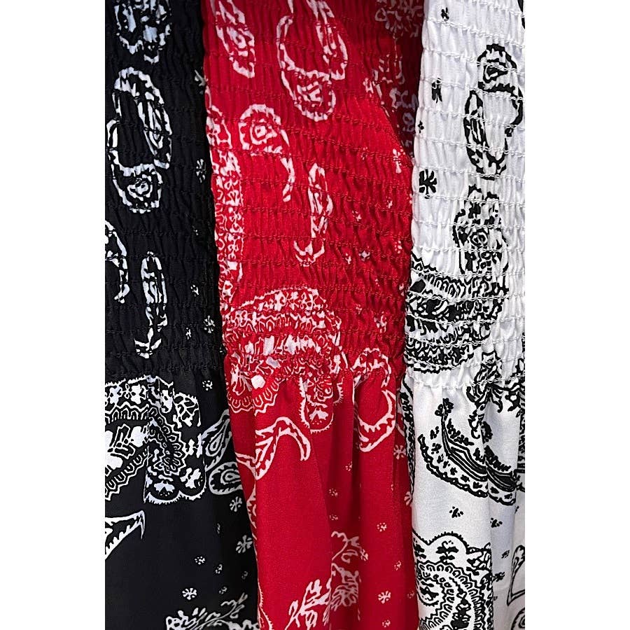 PLUS SIZE PAISLEY SMOCKED TUBE TOP: White