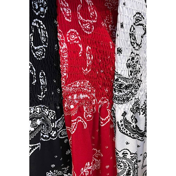 PLUS SIZE PAISLEY SMOCKED TUBE TOP: White
