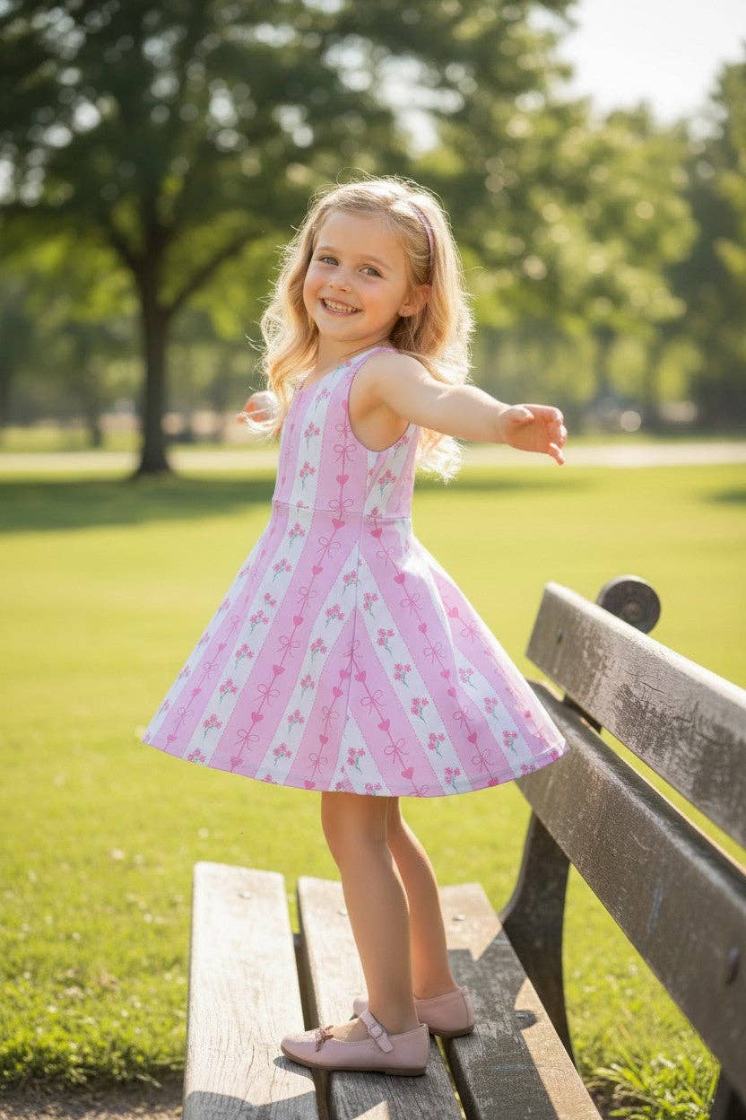 Pink floral printed Hi-Performance dress w/undershorts