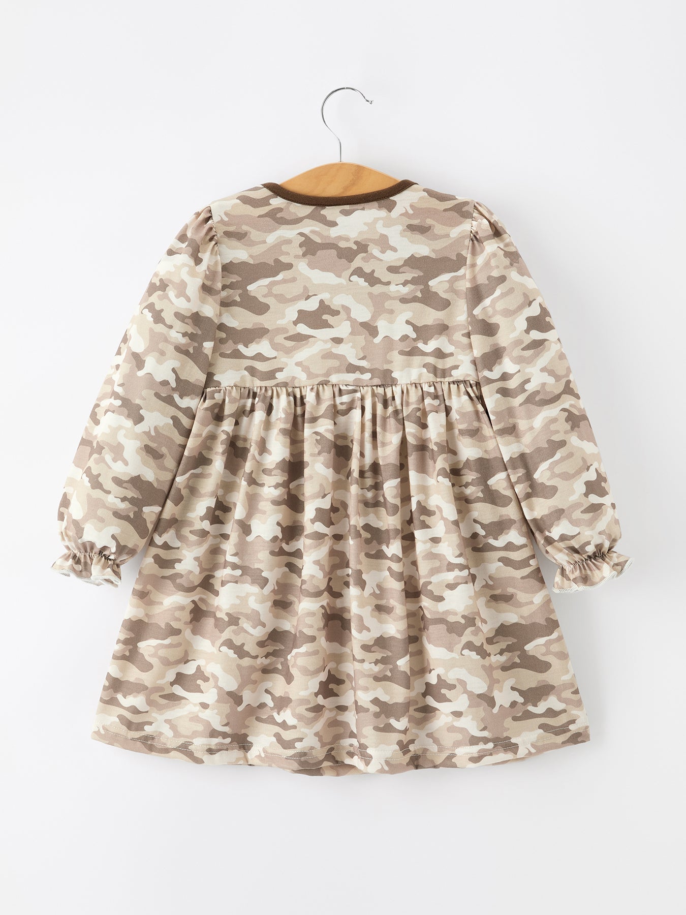 Duck Smocked Camo Girl Dress Bow Detail