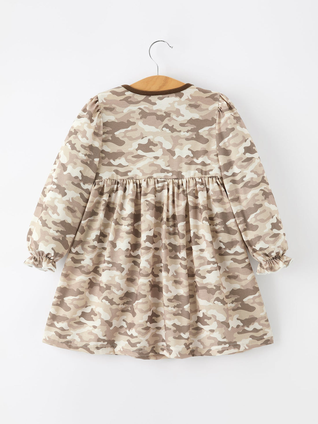 Duck Smocked Camo Girl Dress Bow Detail