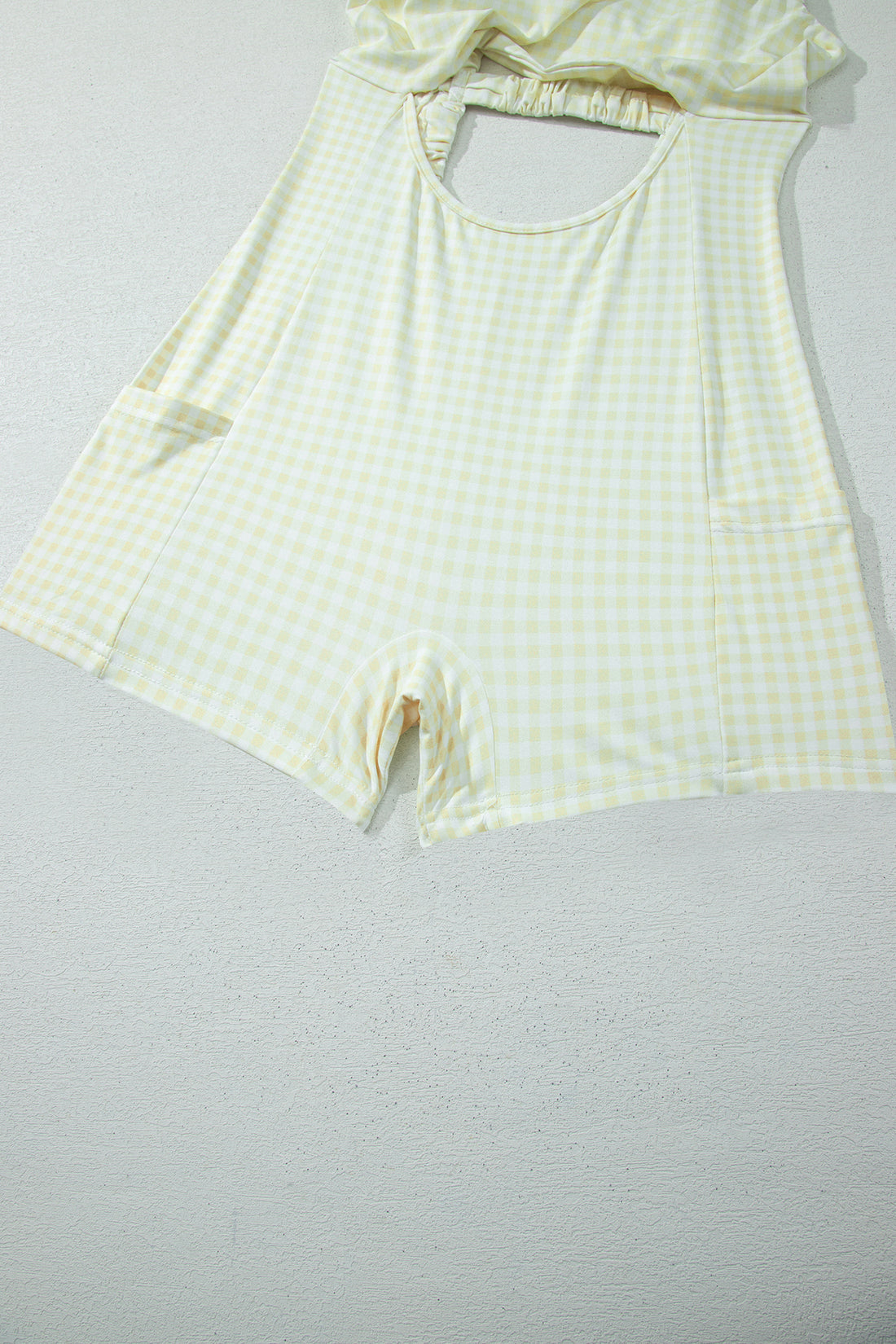 Yellow Cream Faux Two Piece Gingham Contrast Patchwork Loose Mini Dress