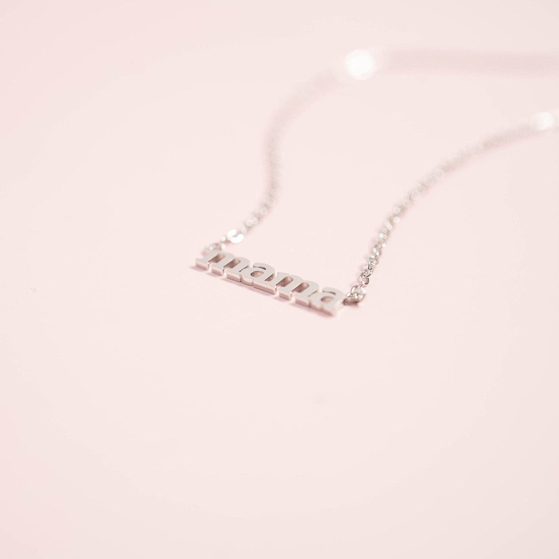18K Gold PVD Stainless Steel Mama Charm Necklace: Gold
