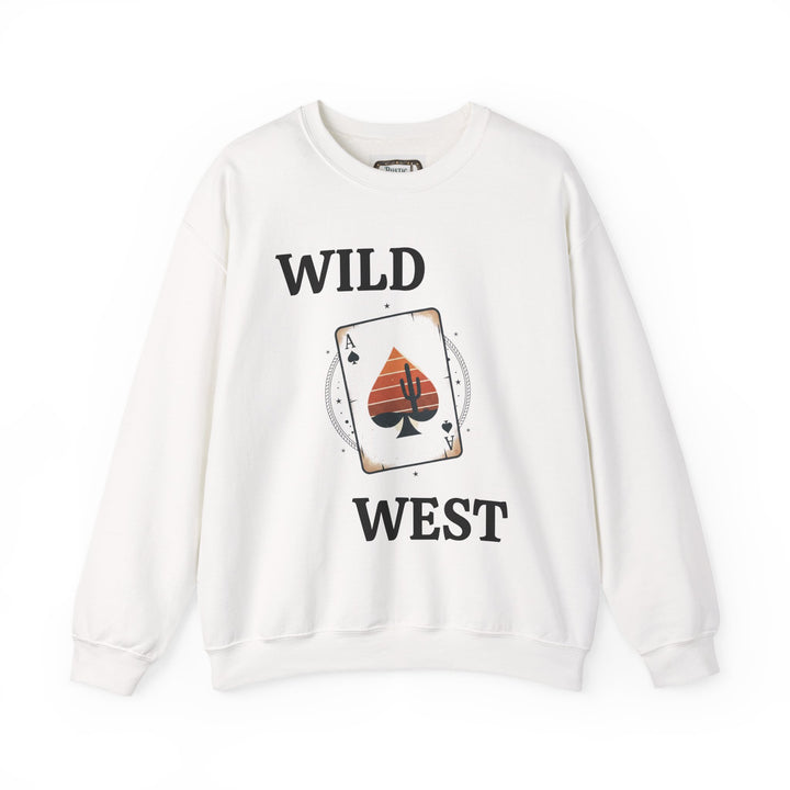 Ace of Spades Crewneck Sweatshirt — Retro Sunset Playing Card Design
