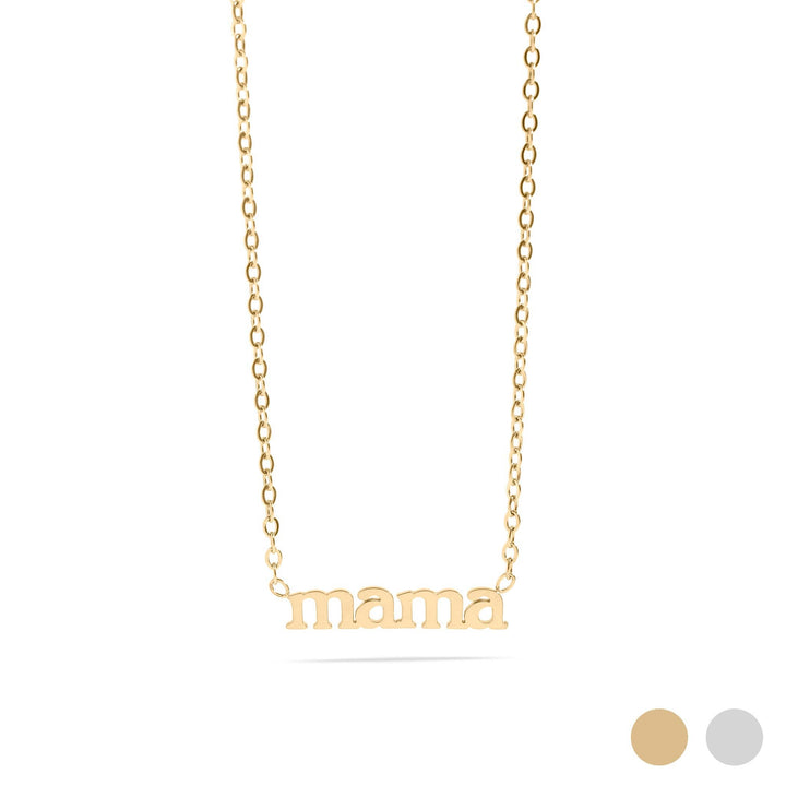 18K Gold PVD Stainless Steel Mama Charm Necklace: Gold
