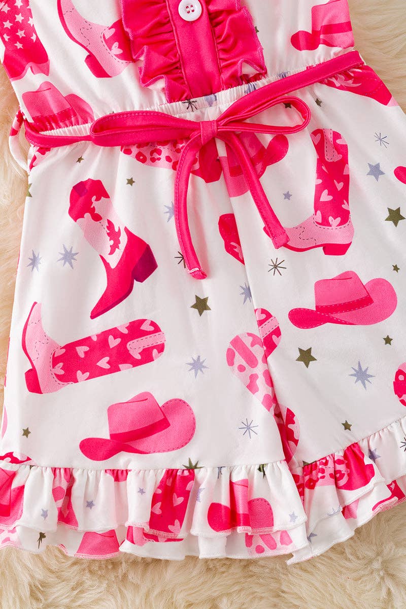 Western printed girls short romper