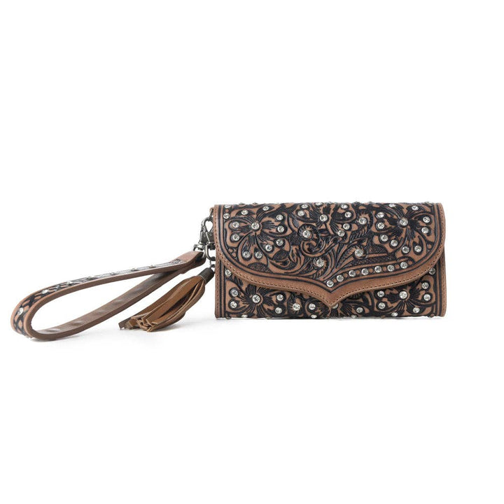Myra Western Handtooled Leather Wallet Wildflower