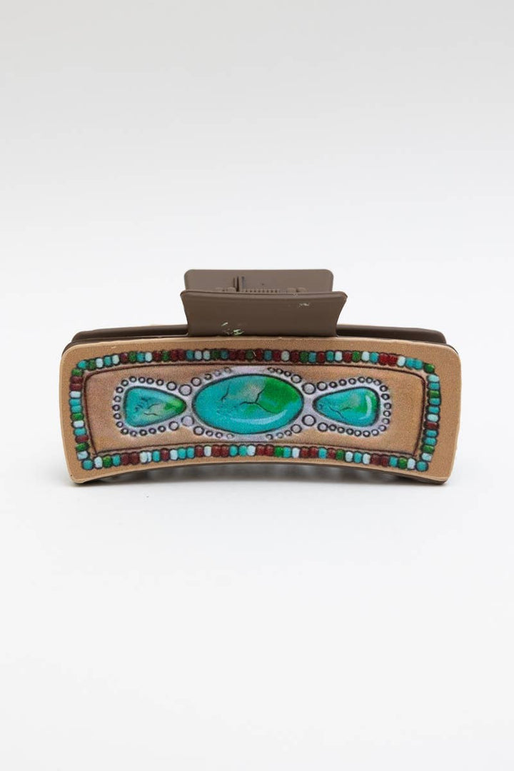 🌵 Western Bohemian Hair Claw Clips – Stylish and Unique: Turquoise Dream