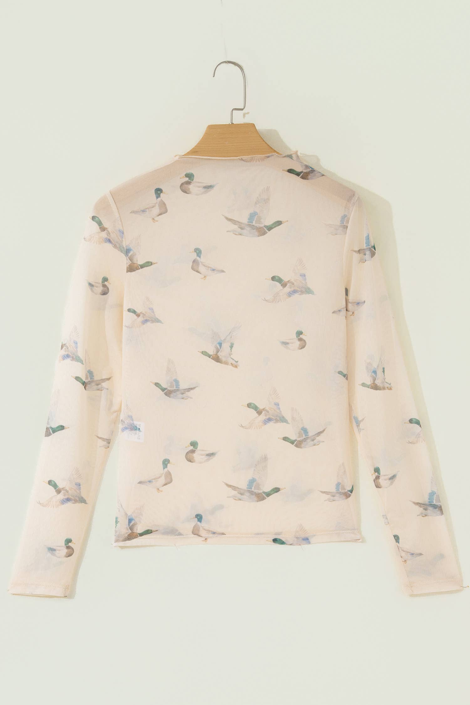 Plus Size Western Print Mock Neck Sheer Mesh Long Sleeve Top