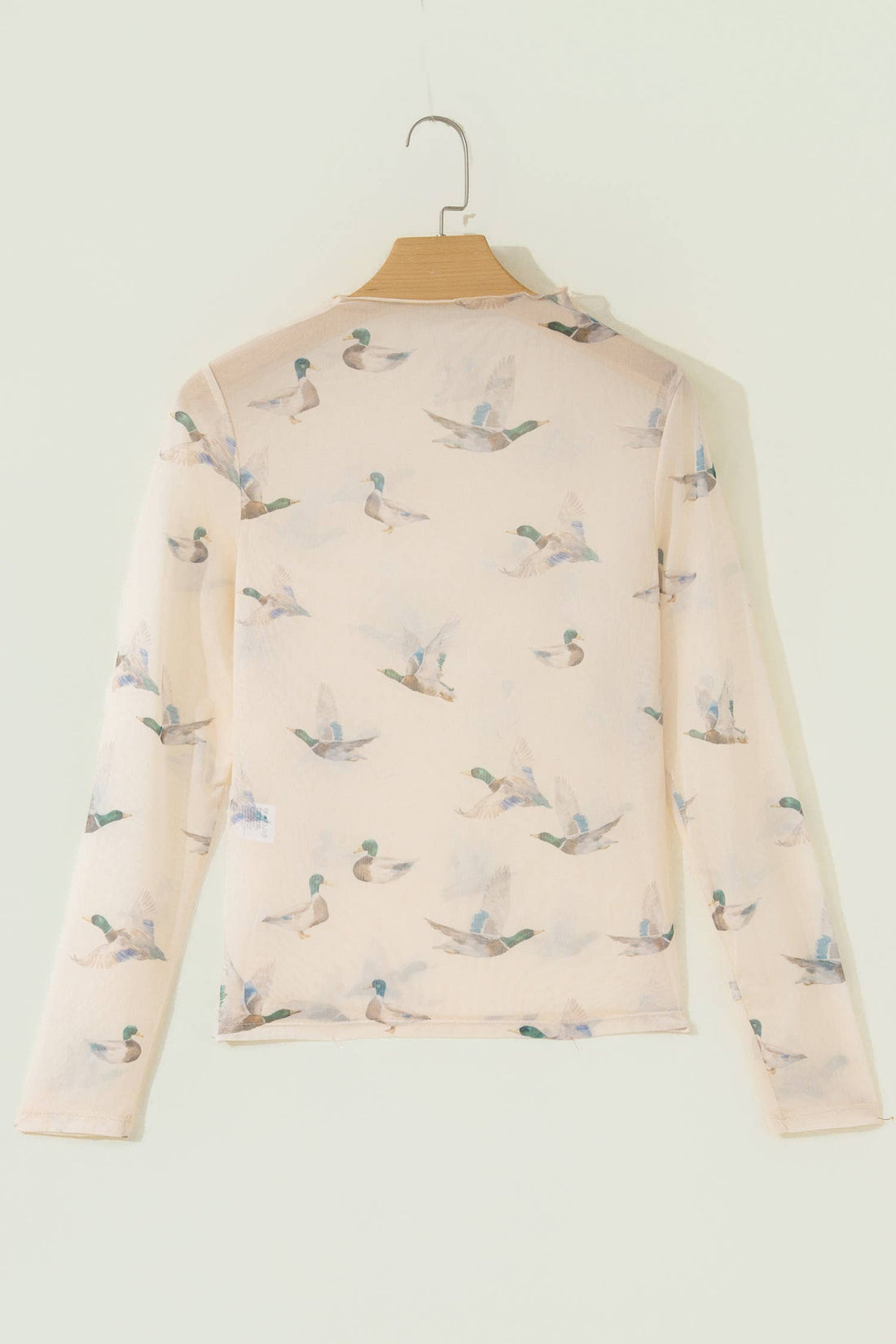 Plus Size Western Print Mock Neck Sheer Mesh Long Sleeve Top