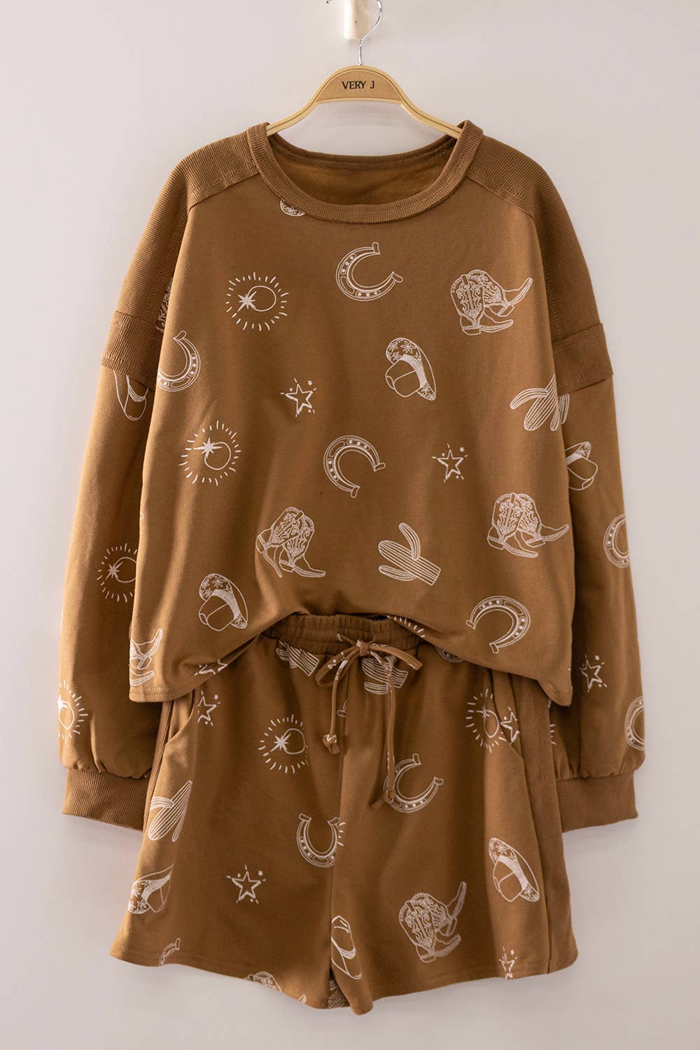 Very J Plus Size Western Print Lounge Set