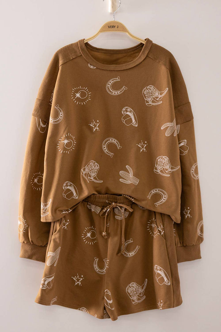 Very J Plus Size Western Print Lounge Set