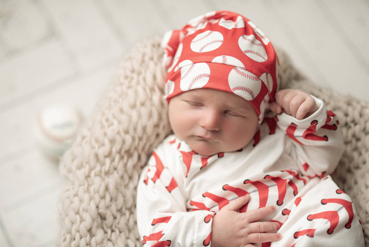 Baseball Baby Gown and Hat: 0-3 Months