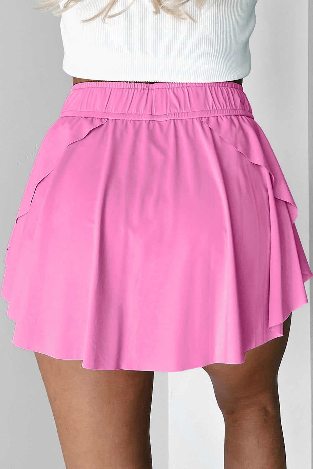 Drawstring Elastic Waistband Lined Tennis Skort
