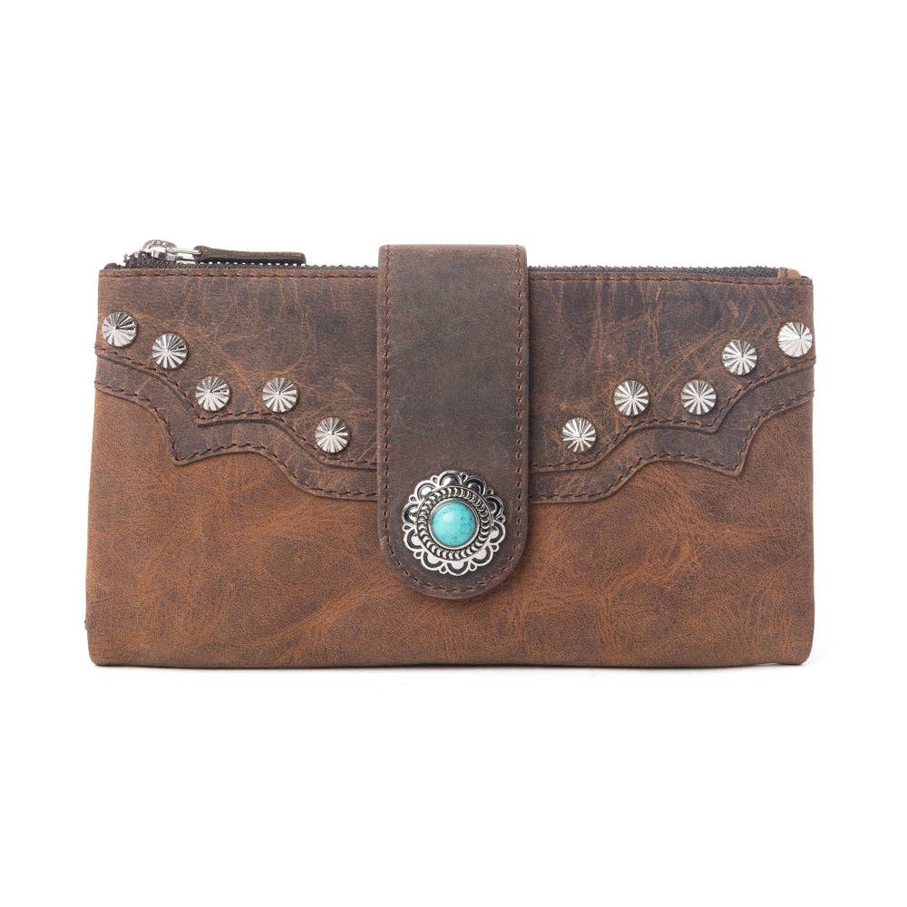 Iron Hill Concho Leather Womens Wallet In Ochre Veil Tan
