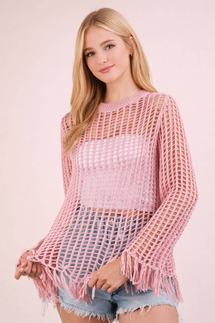 Oversized Net Summer Crochet Knit Sweater Top