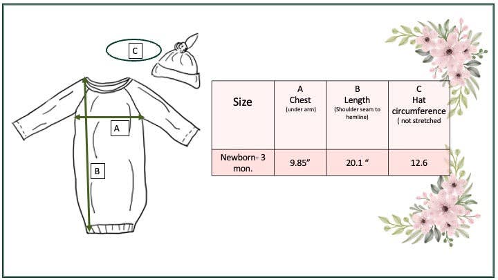 Baseball Baby Gown and Hat: 0-3 Months
