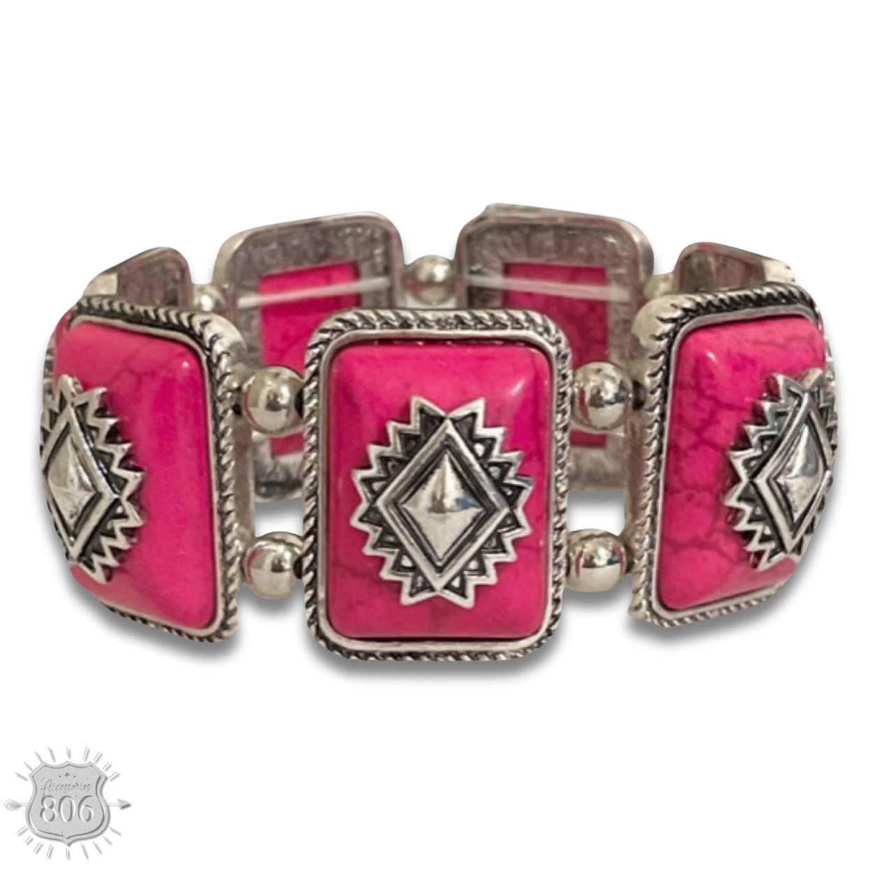 Rectangle aztec stone bracelet - LC: Fuchsia