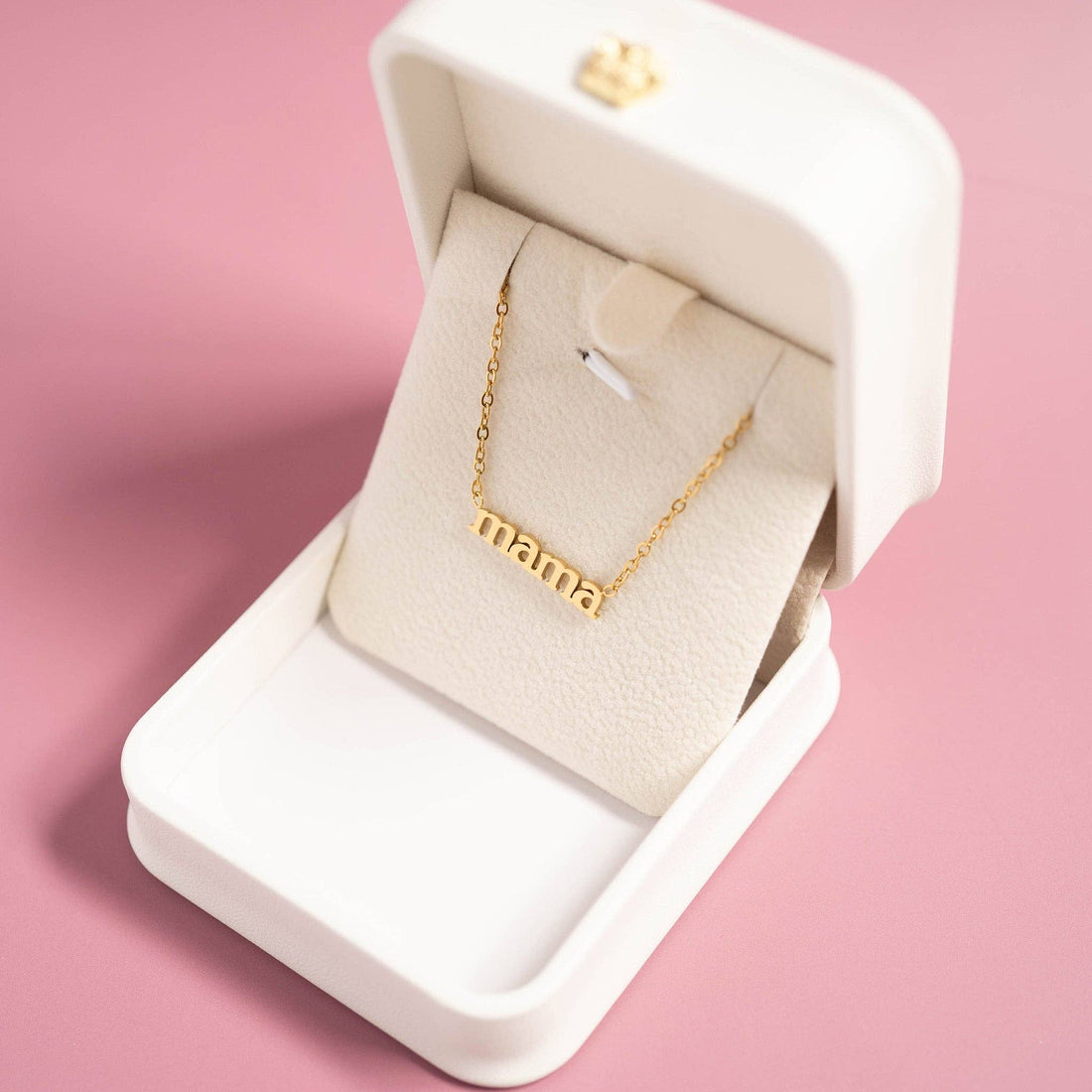 18K Gold PVD Stainless Steel Mama Charm Necklace: Gold
