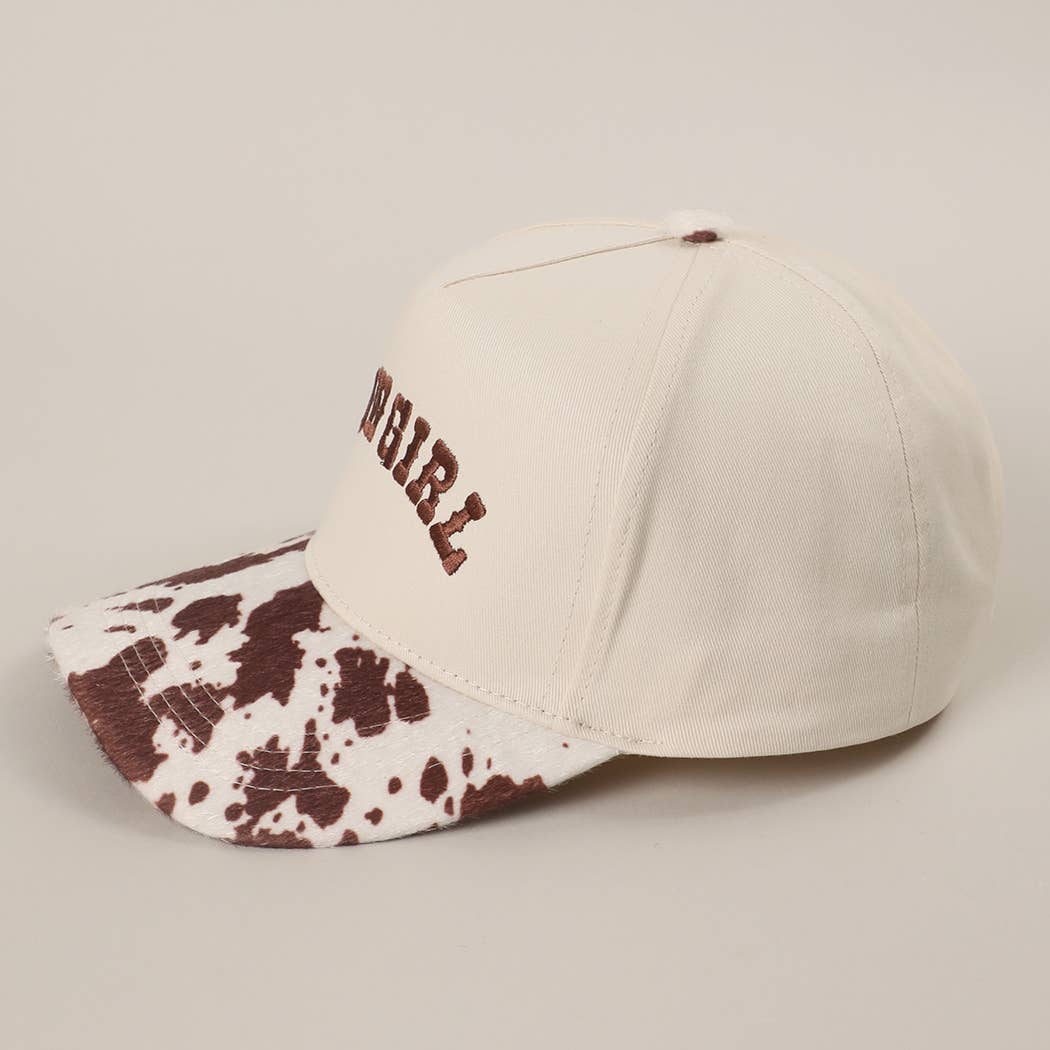 COW GIRL Embroidered Animal Print Trucker Hat