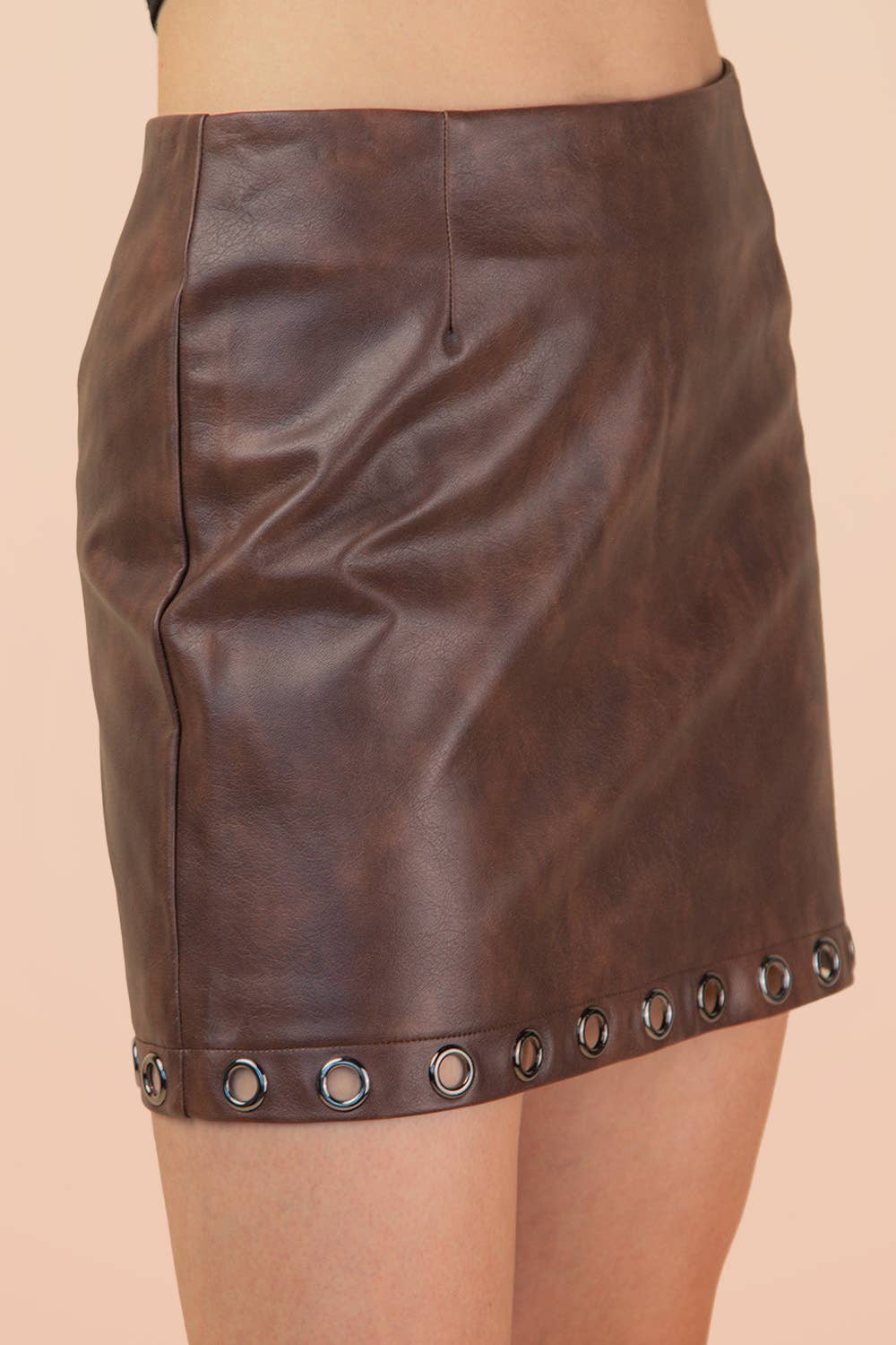 Very J Low Waist Vegan Leather Mini Skirt