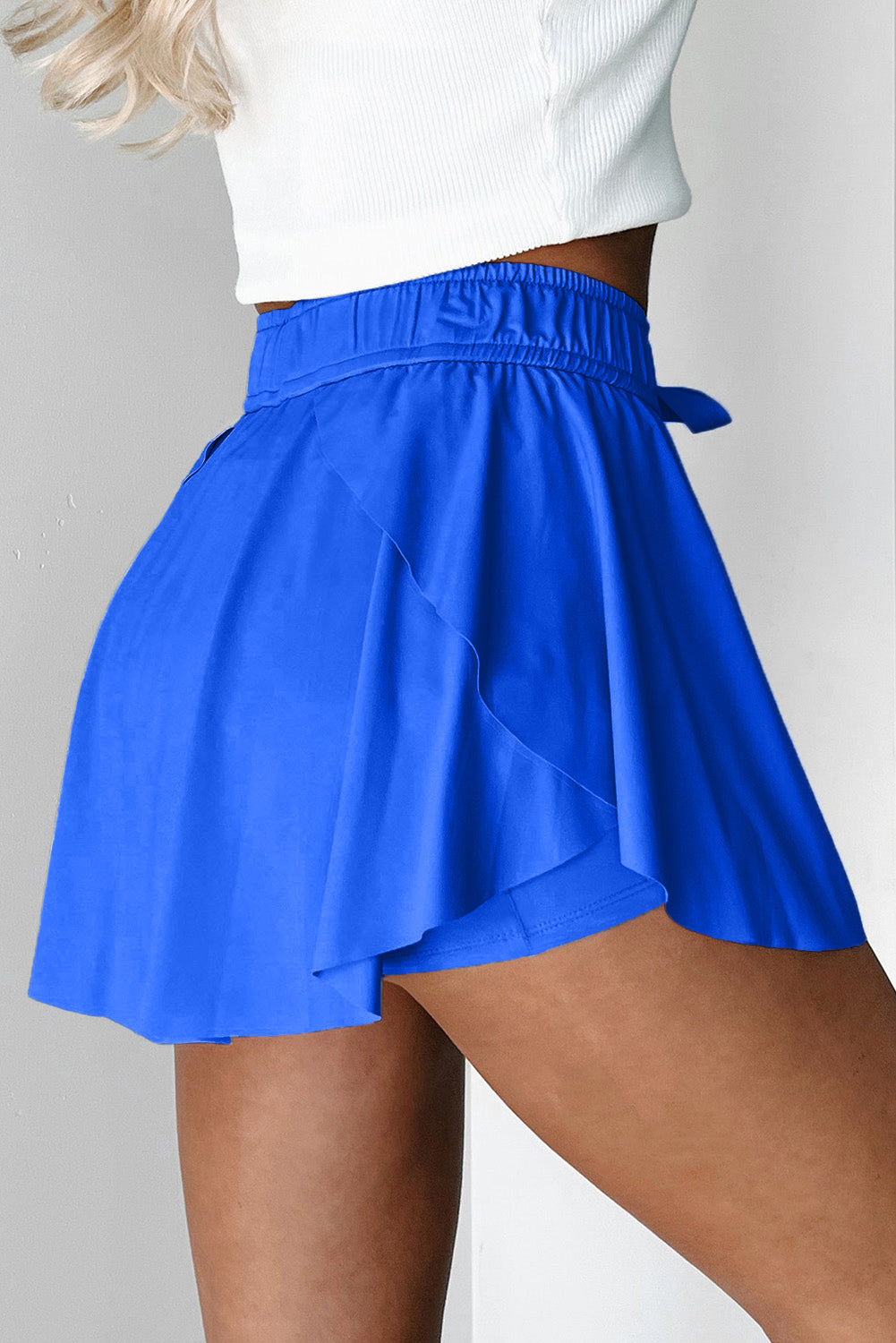 Drawstring Elastic Waistband Lined Tennis Skort