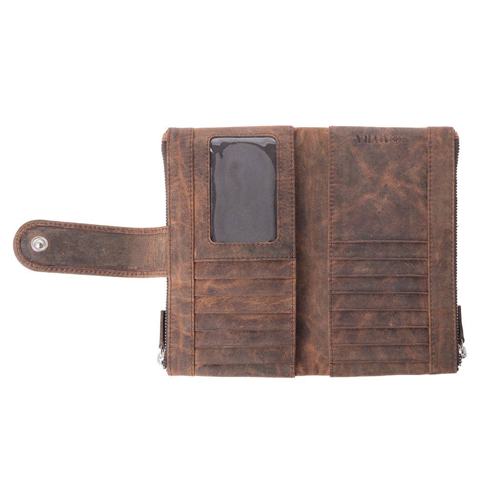 Iron Hill Concho Leather Womens Wallet In Ochre Veil Tan