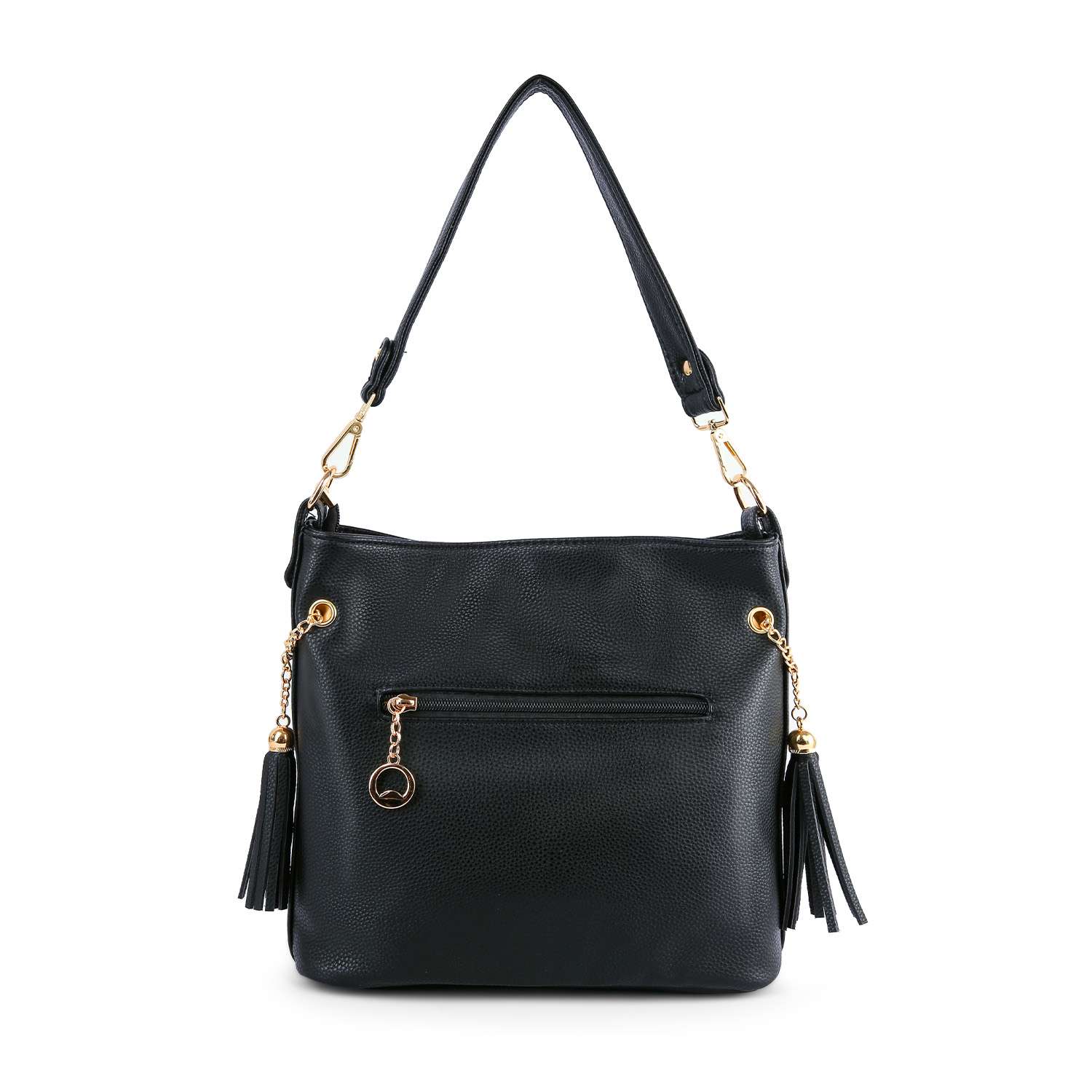Stunning Iridescent Rhinestone Design Hobo Crossbody: Black
