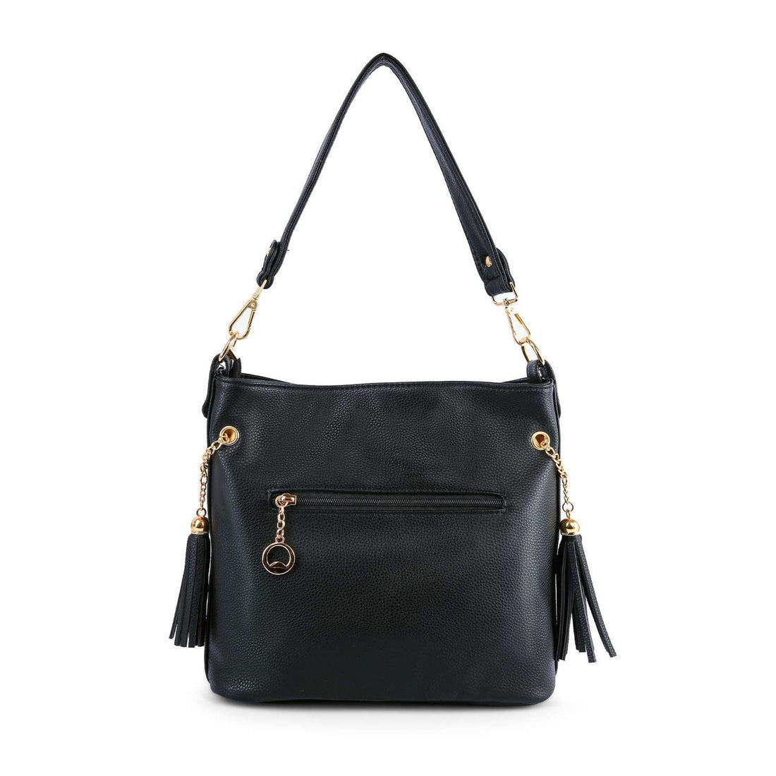 Stunning Iridescent Rhinestone Design Hobo Crossbody: Black