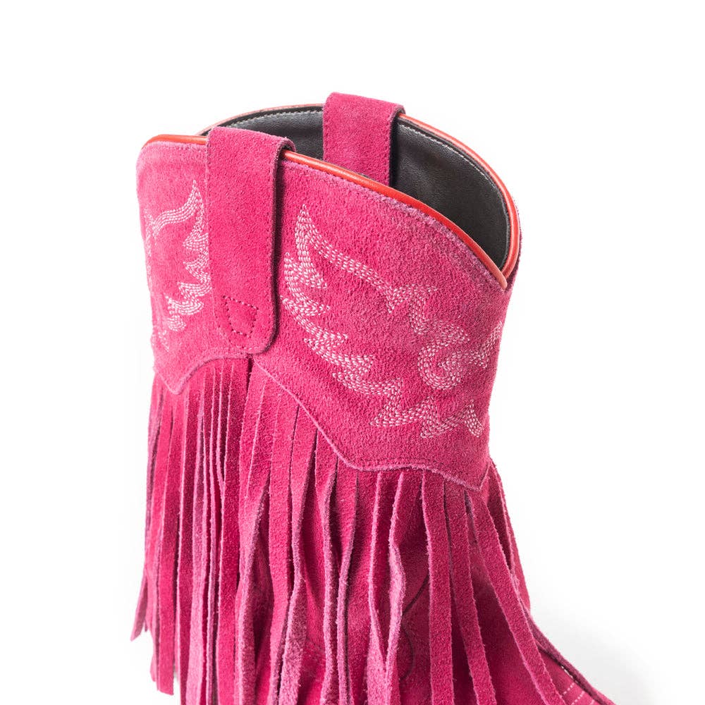 Myra Bag Real Suede Leather Rodeo Ride Booties In Pink