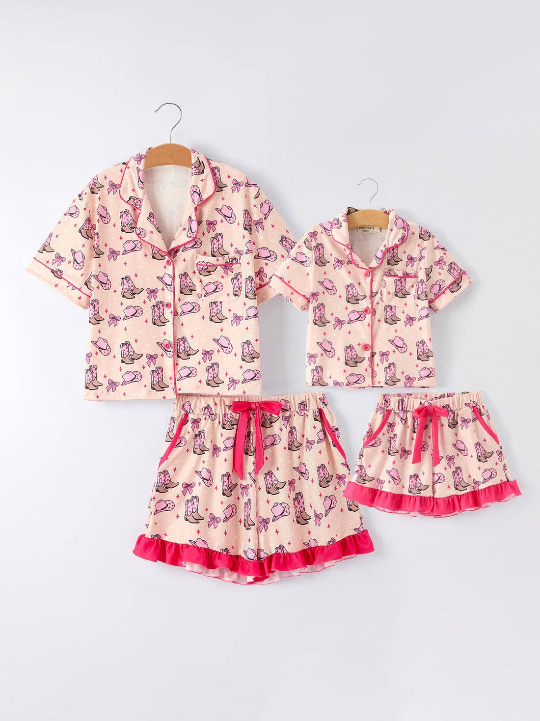 Mommy & Me Western Print Ruffle Pajama Set: KIDS