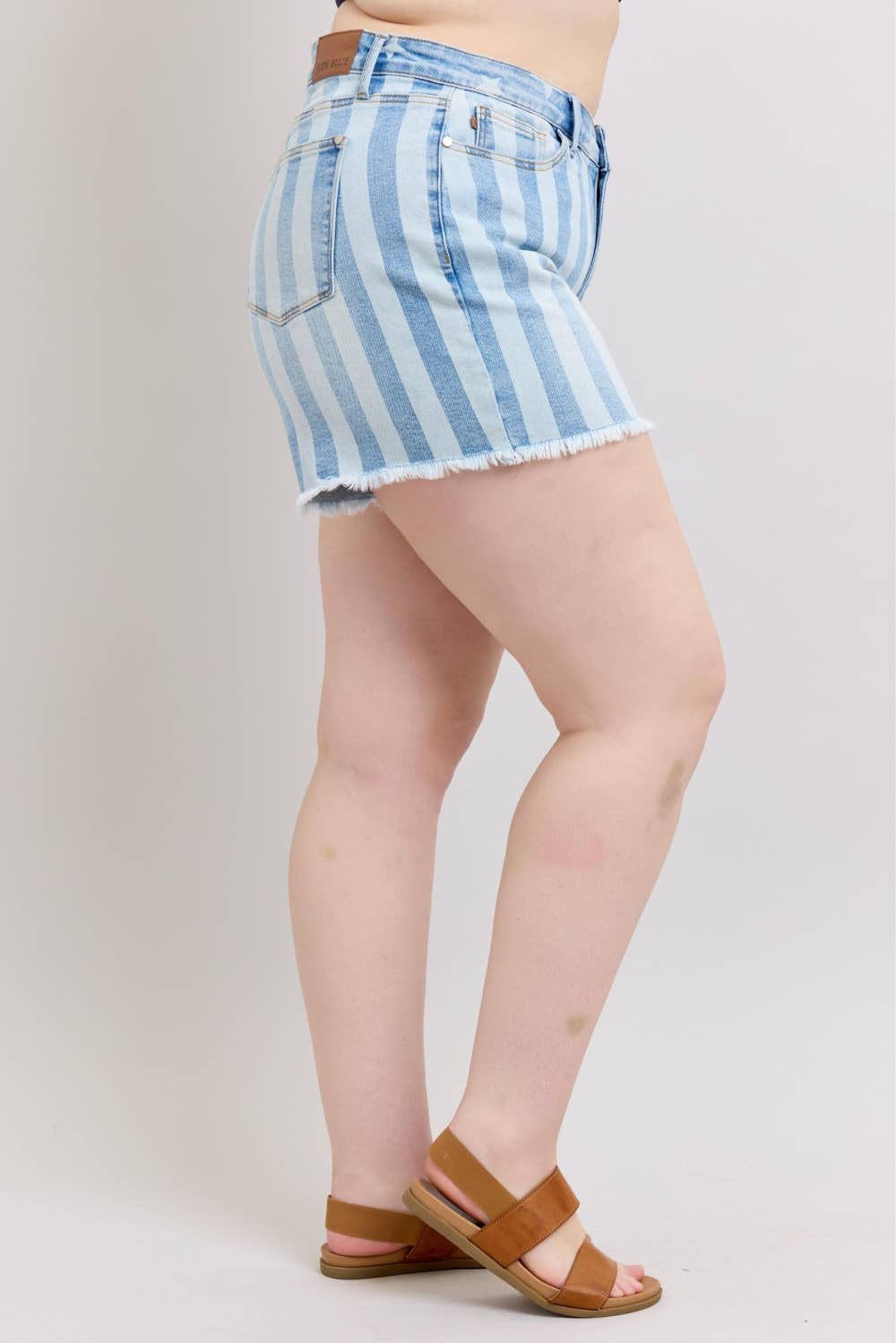 MR Star & Stripe Bleach Discharge Fray Hem Shorts - PLUS