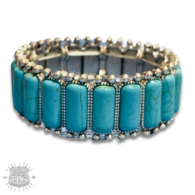 Western rectangle stone bracelet - LC: Turquoise
