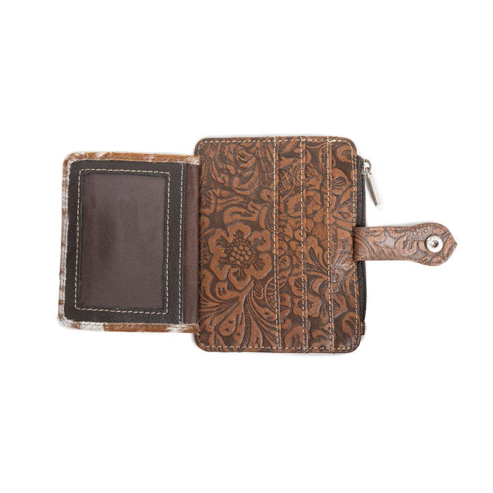 Wonder Trail Compact Caramel Leather Credit Card Wallet With ID Panel