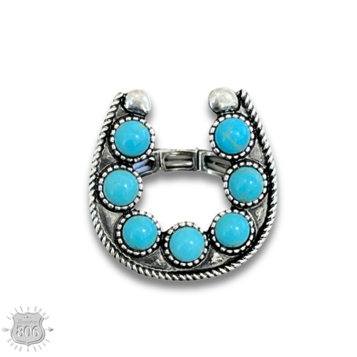 Stone horseshoe stretch ring: Turquoise